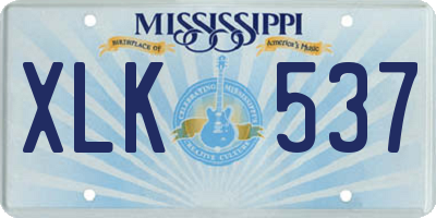 MS license plate XLK537