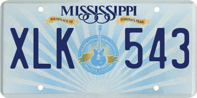 MS license plate XLK543