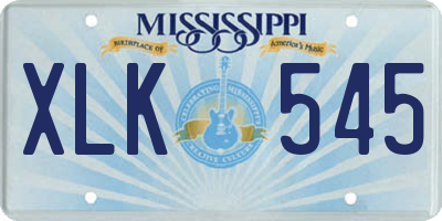 MS license plate XLK545