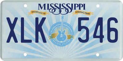 MS license plate XLK546