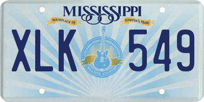 MS license plate XLK549