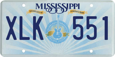 MS license plate XLK551