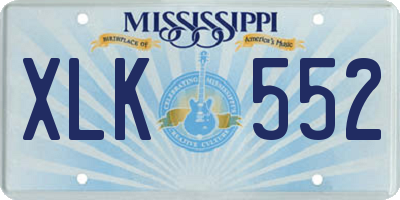 MS license plate XLK552