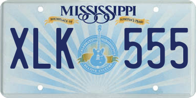 MS license plate XLK555