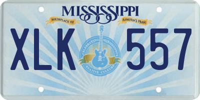MS license plate XLK557