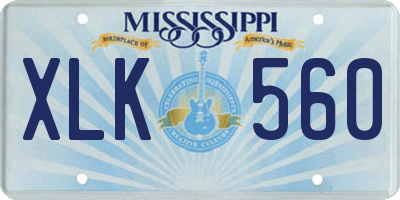 MS license plate XLK560