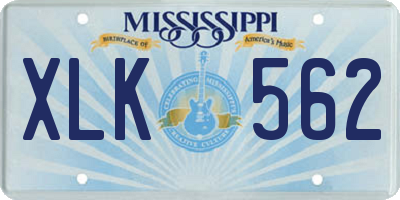 MS license plate XLK562