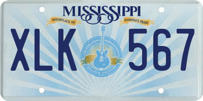 MS license plate XLK567