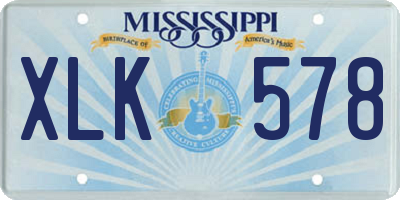 MS license plate XLK578