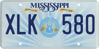 MS license plate XLK580
