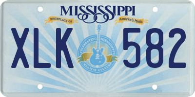 MS license plate XLK582