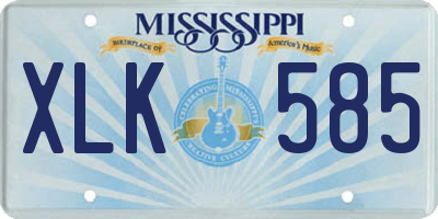 MS license plate XLK585