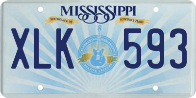 MS license plate XLK593