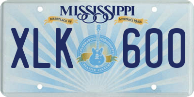 MS license plate XLK600