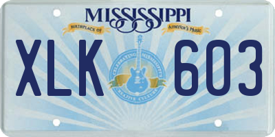 MS license plate XLK603