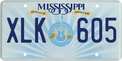 MS license plate XLK605