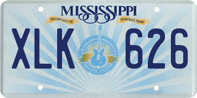 MS license plate XLK626