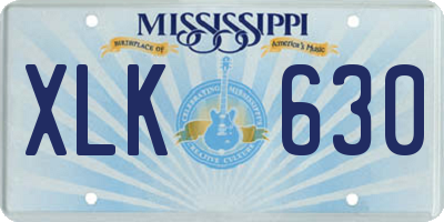 MS license plate XLK630
