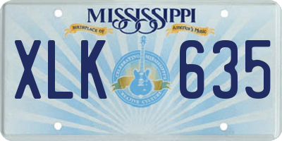 MS license plate XLK635