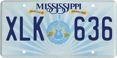 MS license plate XLK636