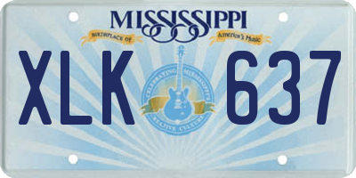 MS license plate XLK637