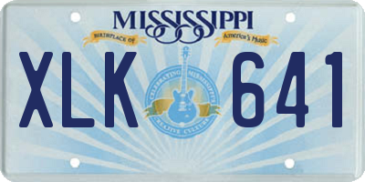 MS license plate XLK641