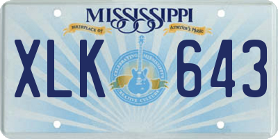 MS license plate XLK643