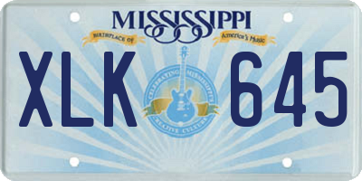 MS license plate XLK645