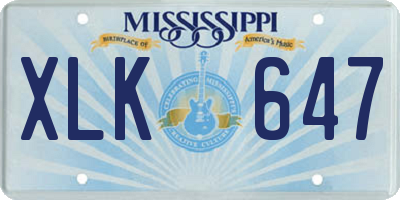 MS license plate XLK647