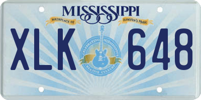 MS license plate XLK648