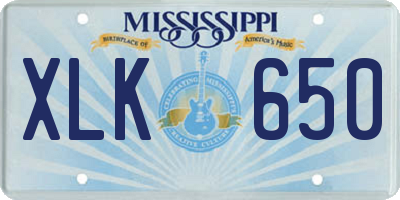 MS license plate XLK650