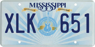 MS license plate XLK651