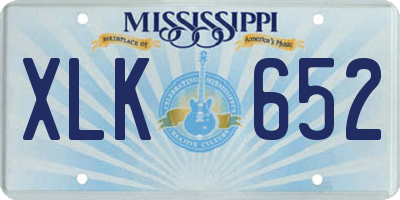 MS license plate XLK652