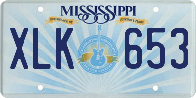 MS license plate XLK653
