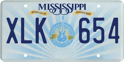MS license plate XLK654