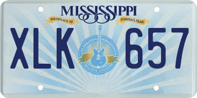 MS license plate XLK657