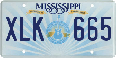 MS license plate XLK665