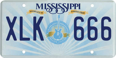 MS license plate XLK666