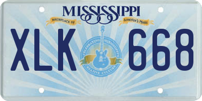 MS license plate XLK668
