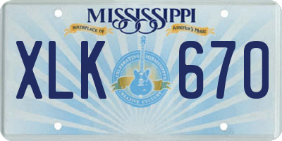 MS license plate XLK670