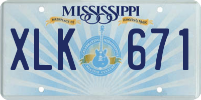 MS license plate XLK671