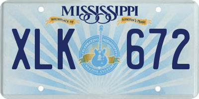 MS license plate XLK672