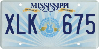 MS license plate XLK675