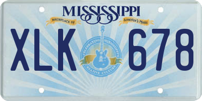 MS license plate XLK678