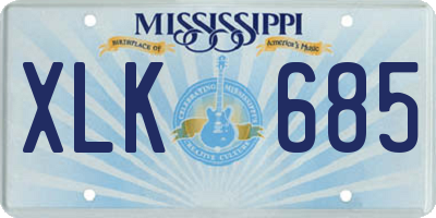 MS license plate XLK685