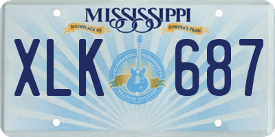 MS license plate XLK687