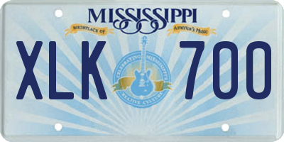MS license plate XLK700