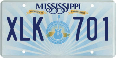 MS license plate XLK701