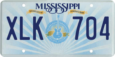 MS license plate XLK704