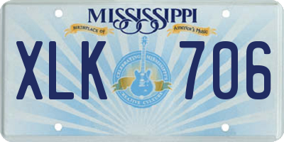 MS license plate XLK706